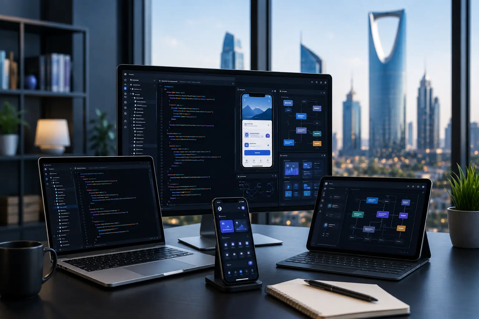 خدمات تطوير برمجيات مخصصة في السعودية تشمل تطبيقات الجوال والويب وأنظمة الأعمال، مع حلول آمنة وقابلة للتوسع تلائم احتياجات الشركات.